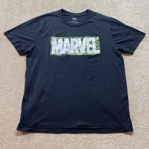 Marvel Comics Camo Logo Black Shirt‎ Mens 3XLT Graphic Tee